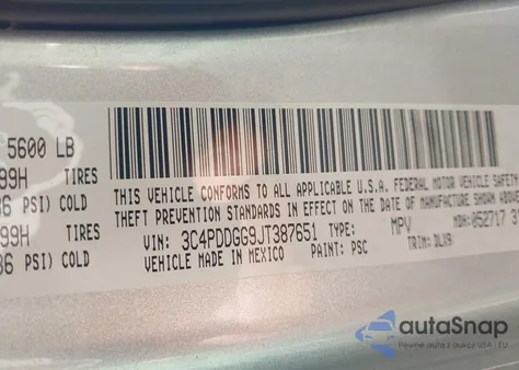 2018 Dodge Journey Crossroad Awd from USA, damaged, VIN 3C4PDDGG9JT387651